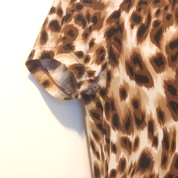 PETER NYGARD | Women's Petites Animal Print Top Brown White Size Small - Picture 5 of 7